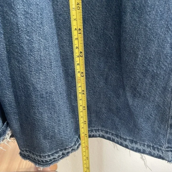 ZARA The Tilda Denim Blue Cotton Maxi Dress Raw Hem Long Sleeves Medium - Picture 5 of 8